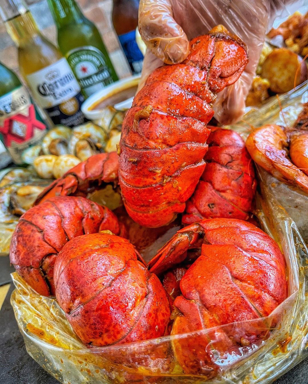 Popcorn baby lobster Cajun fried seafood